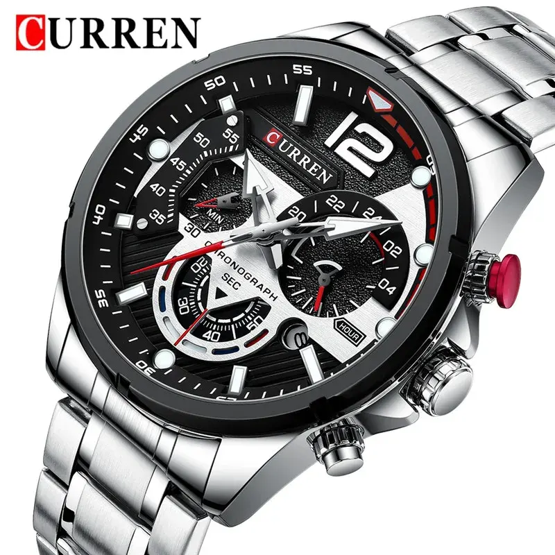 Curren 8395 Luxury Chronograph Black Dial Men's Watch