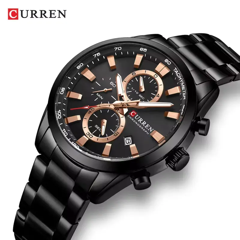 Curren 8445 Chronograph Black Dial Men's Watch