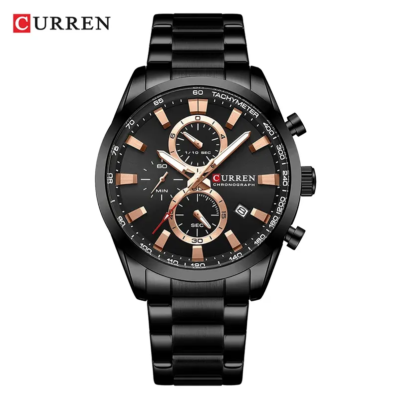 Curren 8445 Chronograph Black Dial Men's Watch