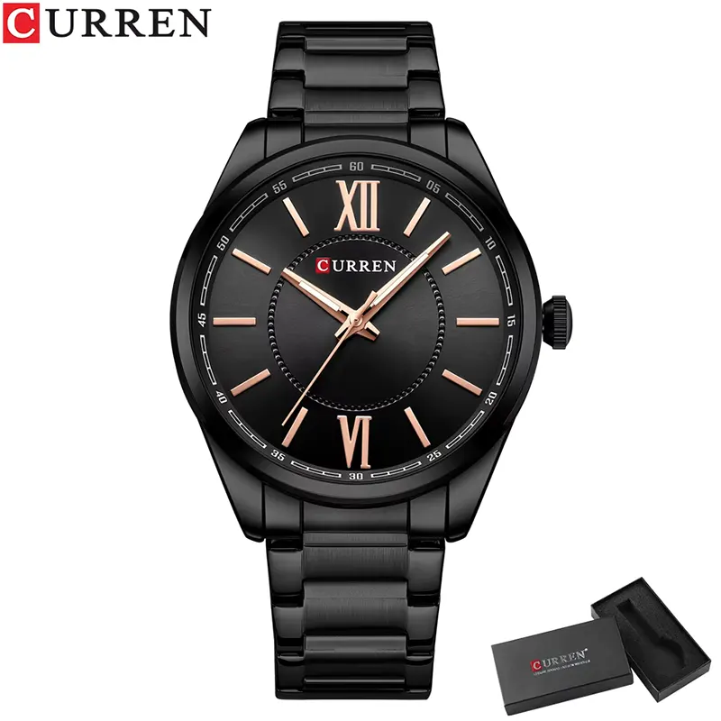 Curren 8423 Fashion Black Dial Stainless Steel Men's Watch