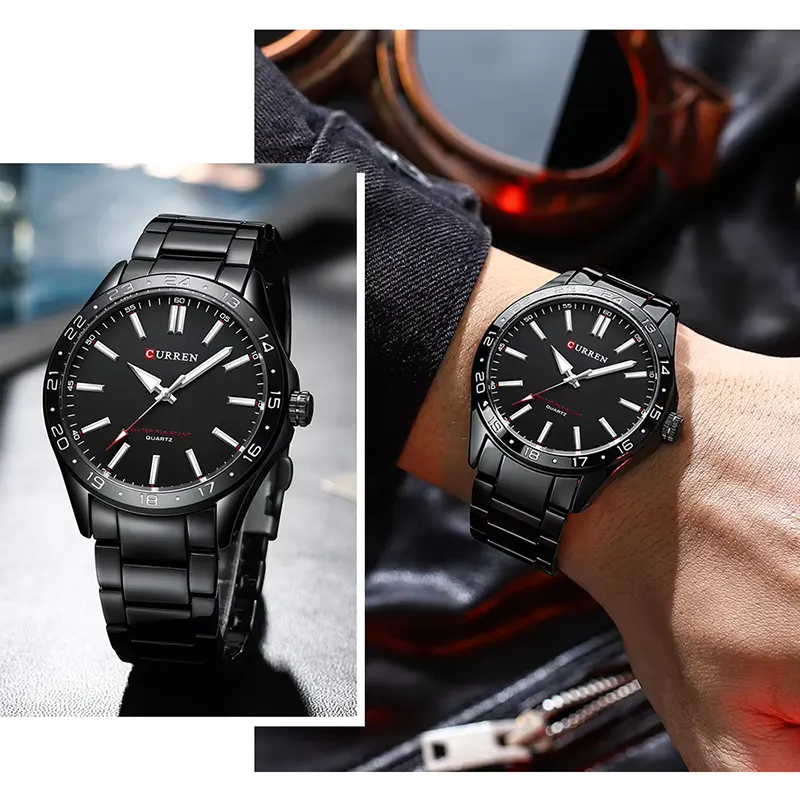 Curren Fashion Black Dial Stainless Steel Men’s Watch | 8452