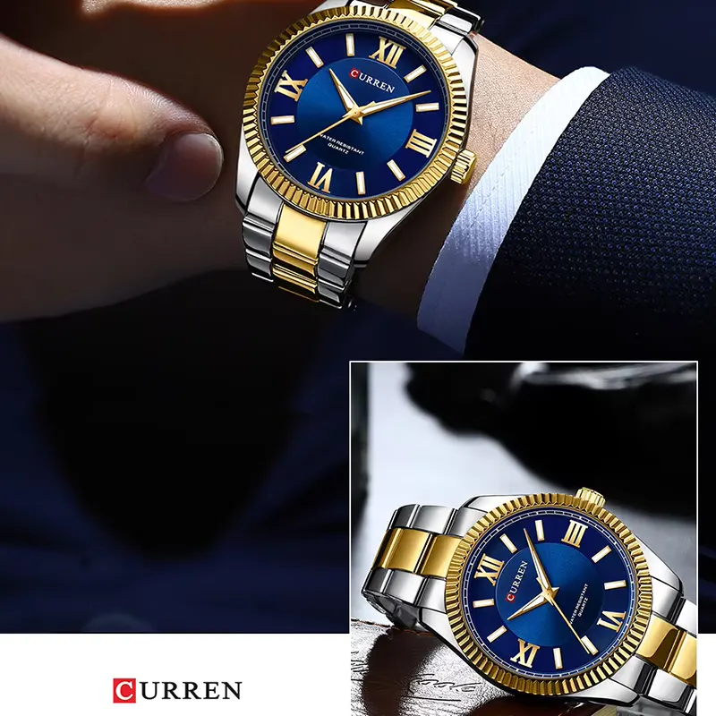 Curren Luxury Blue Dial Two-tone Men’s Watch | 8453