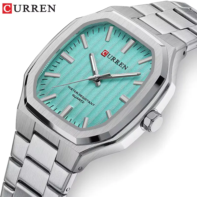 Curren Fashion Tiffany Dial Silver-tone Rectangular Men's Watch | 8458