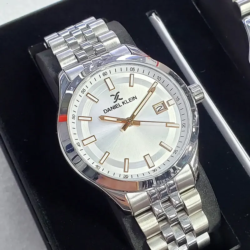 Daniel Klein Silver Dial Silver-tone Couple Set | DK.1.13405-1