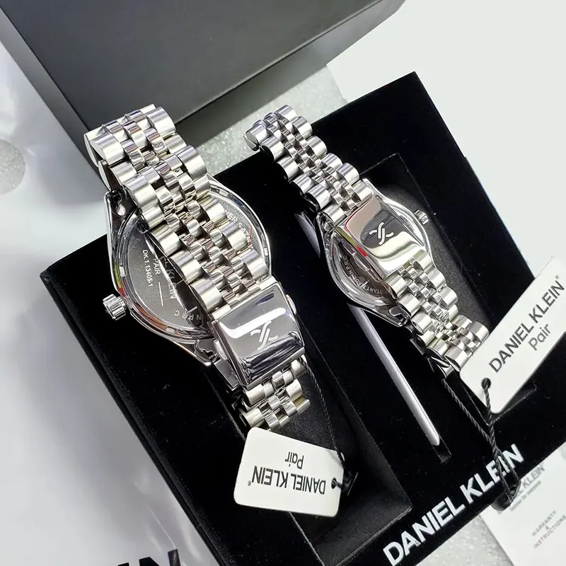 Daniel Klein Silver Dial Silver-tone Couple Set | DK.1.13405-1