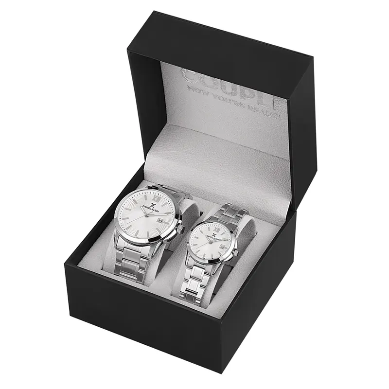 Daniel Klein Silver Dial Silver-tone Couple Set | DK.1.13839-1