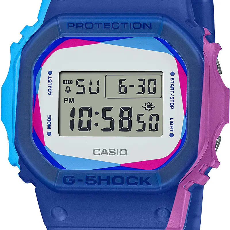 Casio G-Shock 5600 Series Off-Center Print Blue Digital Men’s Watch | DWE-5600PR-2