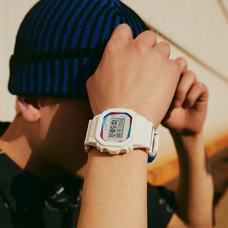 Casio G-Shock 5600 Series Off-Center Print Blue Digital Men’s Watch | DWE-5600PR-2