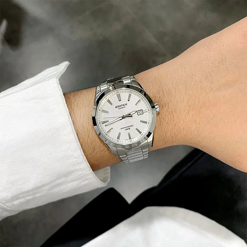 Casio Edifice Motorsports White Clous de Paris Dial Men's Watch | EFV-160D-7AV