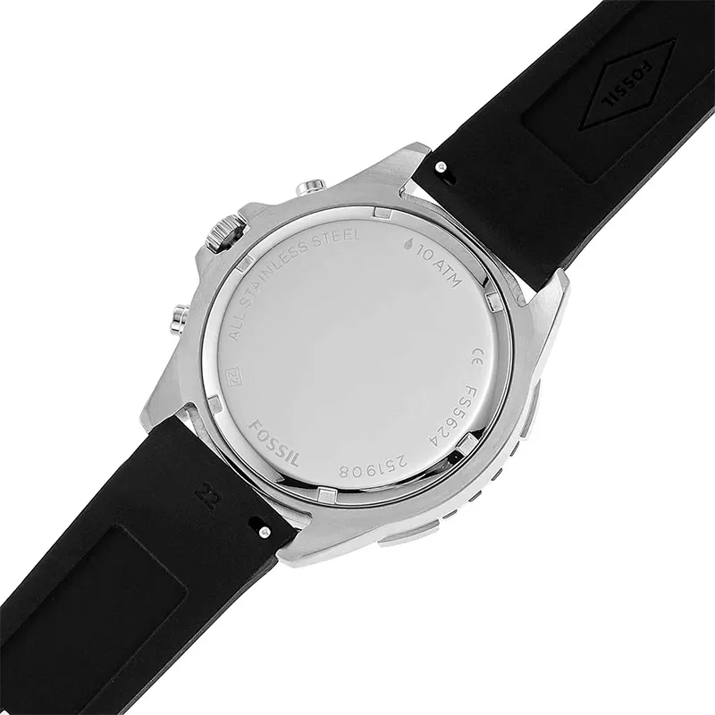 Fossil Garrett Chronograph Black Silicone Men's Watch | FS5624
