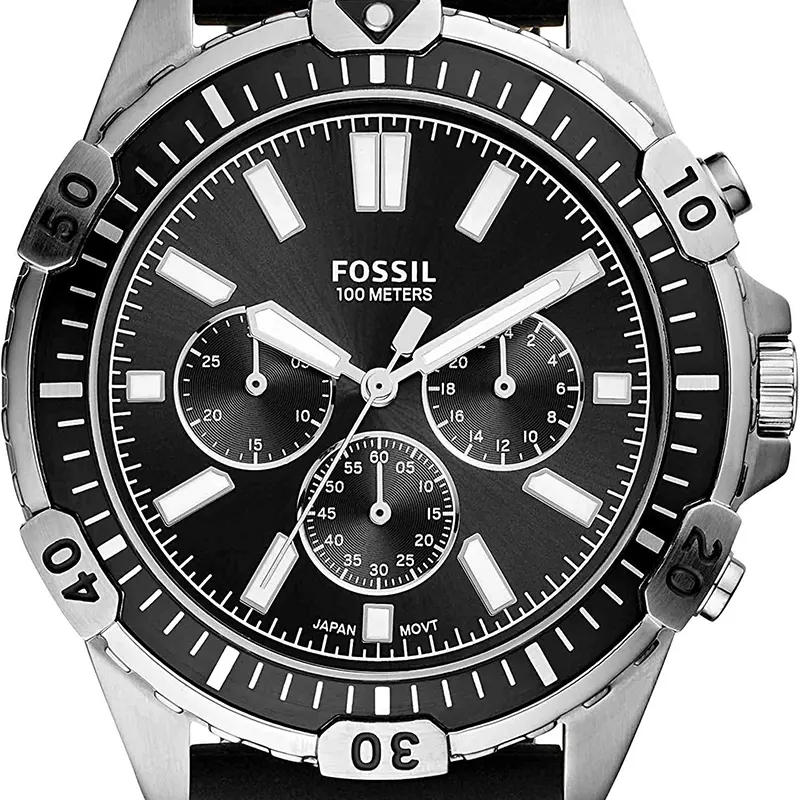 Fossil Garrett Chronograph Black Silicone Men's Watch | FS5624