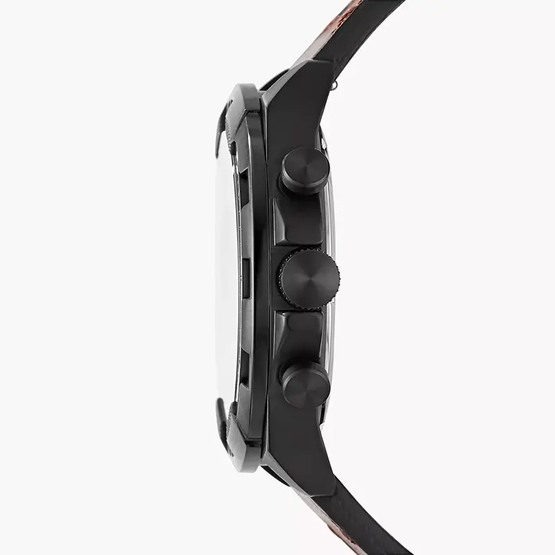 Fossil Bronson Chronograph Green Dial Leather Watch | FS5856