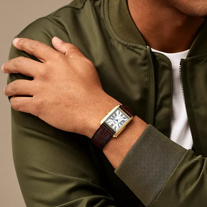 Fossil Carraway Silver Dial Brown Croco Leather Men's Watch | FS6011
