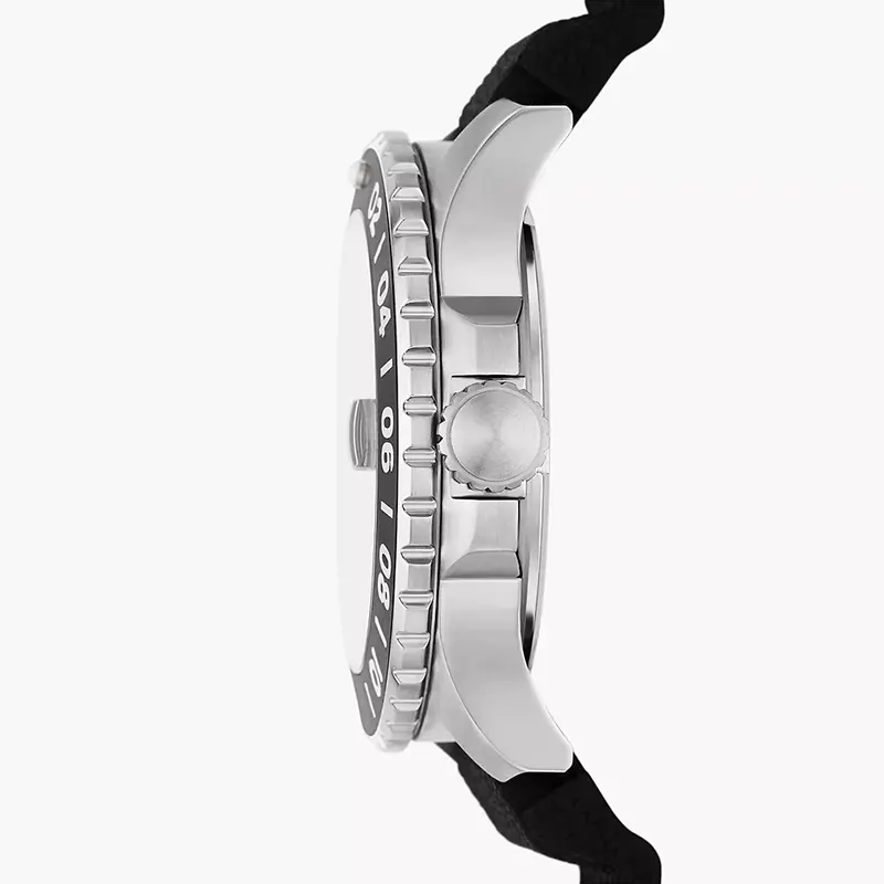 Fossil Blue GMT Black Dial Silicone Strap Men’s Watch | FS6036