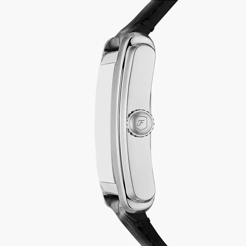 Fossil Carraway Silver Dial Black Croco Leather Men's Watch | FS6078