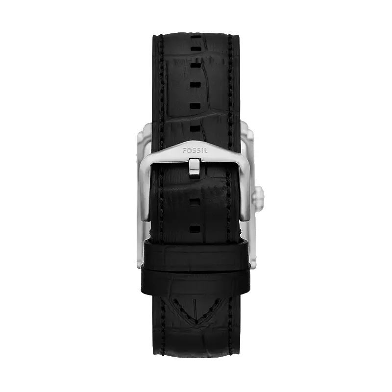 Fossil Carraway Silver Dial Black Croco Leather Men's Watch | FS6078