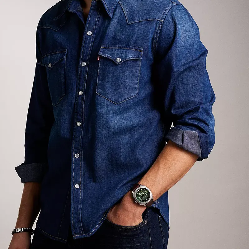 Fossil Machine Chronograph Green Dial Men's Watch | FS6100