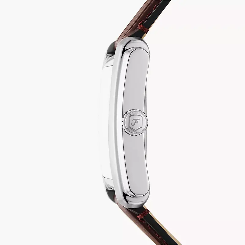 Fossil Carraway Ice Blue Dial Brown Croco Leather Men's Watch | FS6110