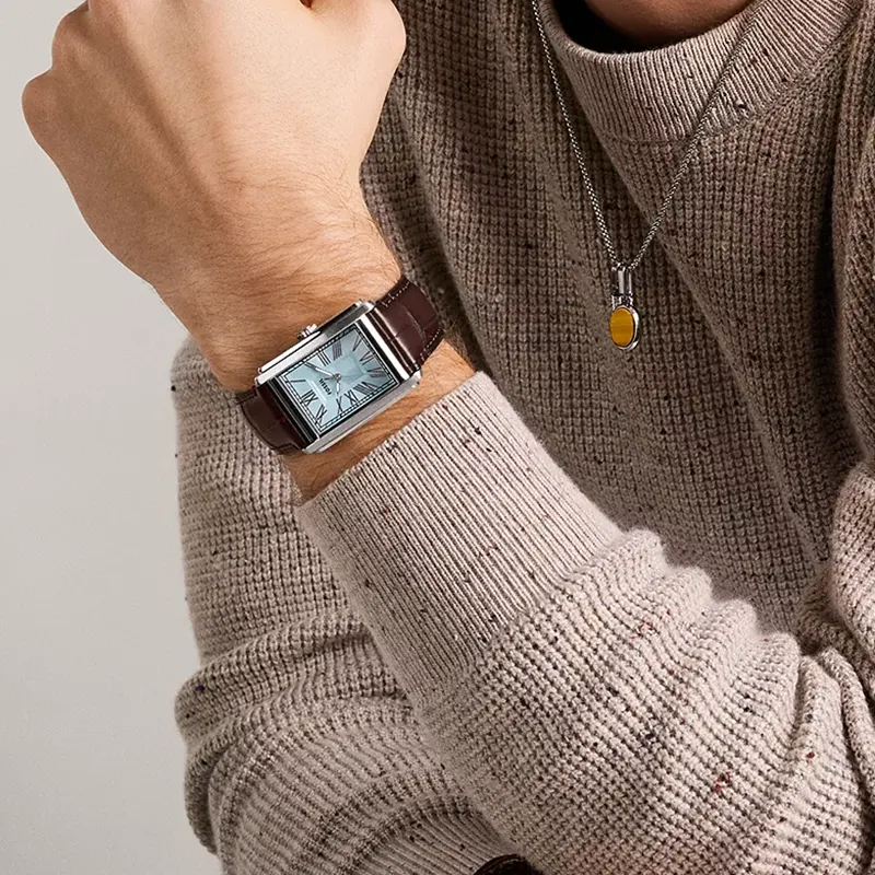 Fossil Carraway Ice Blue Dial Brown Croco Leather Men's Watch | FS6110