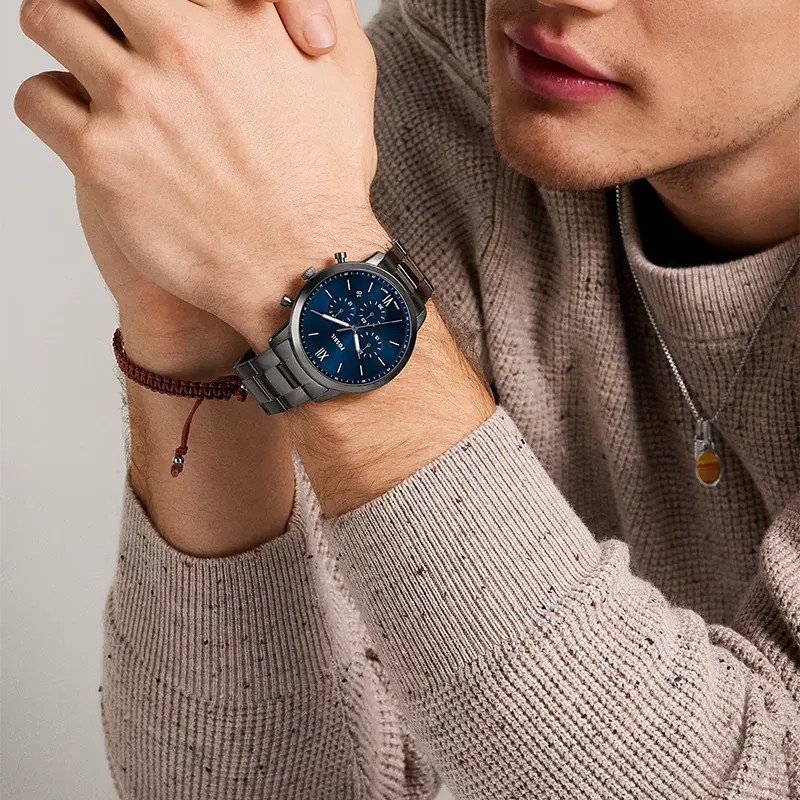 Fossil Neutra Chronograph Blue Dial Gunmetal Men's Watch | FS6111