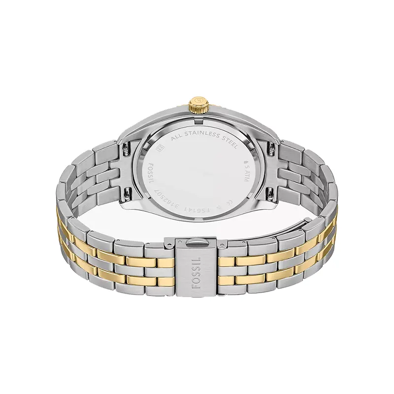 Fossil Campbell Day-Date Blue Dial Two-Tone Men's Watch | FS6141