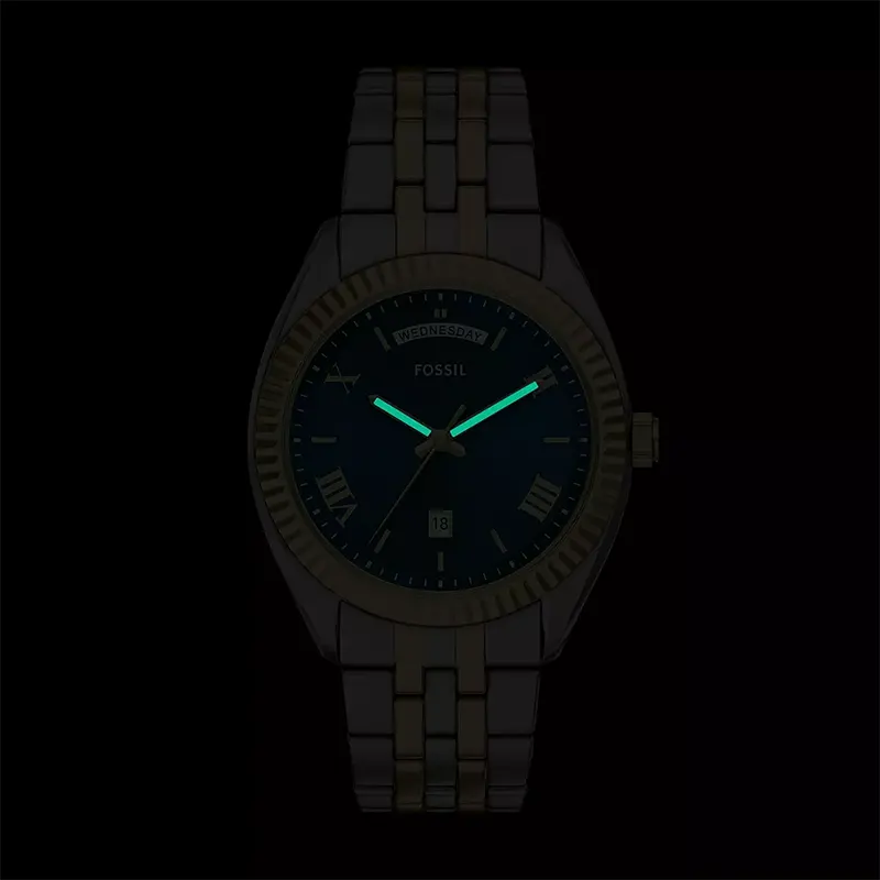 Fossil Campbell Day-Date Blue Dial Two-Tone Men's Watch | FS6141
