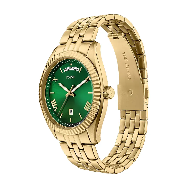 Fossil Campbell Green Dial Gold-Tone Men's Watch | FS6142