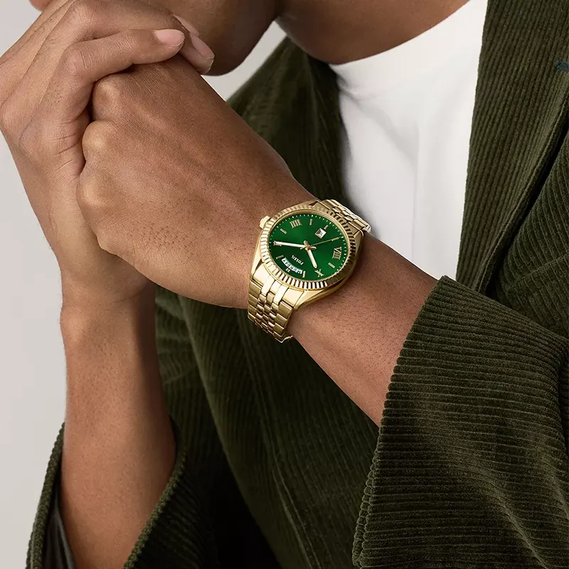 Fossil Campbell Green Dial Gold-Tone Men's Watch | FS6142