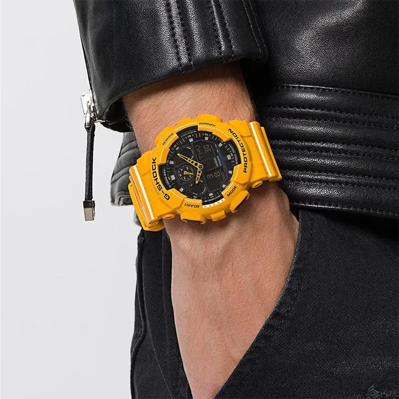 Casio G-Shock GA-100A-9A Dual-time Yellow Resin Band Men's Watch