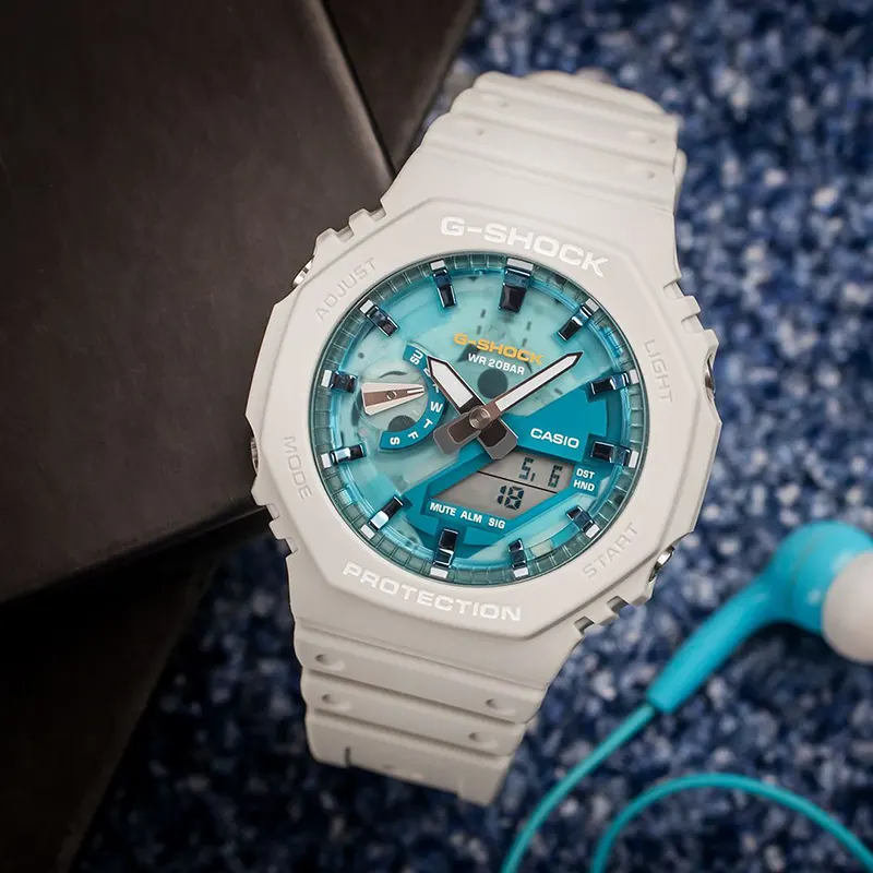 Casio G-Shock Oasis Inspired Blue Accents Beige Men's Watch | GA-2100AS-5A