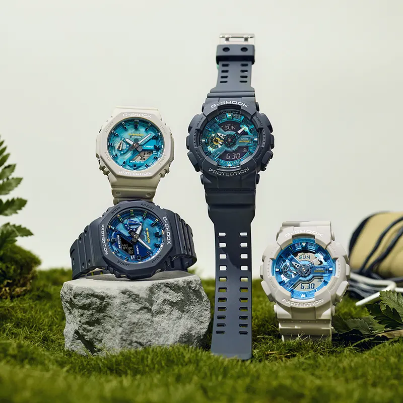 Casio G-Shock Oasis Inspired Blue Accents Beige Men's Watch | GA-2100AS-5A