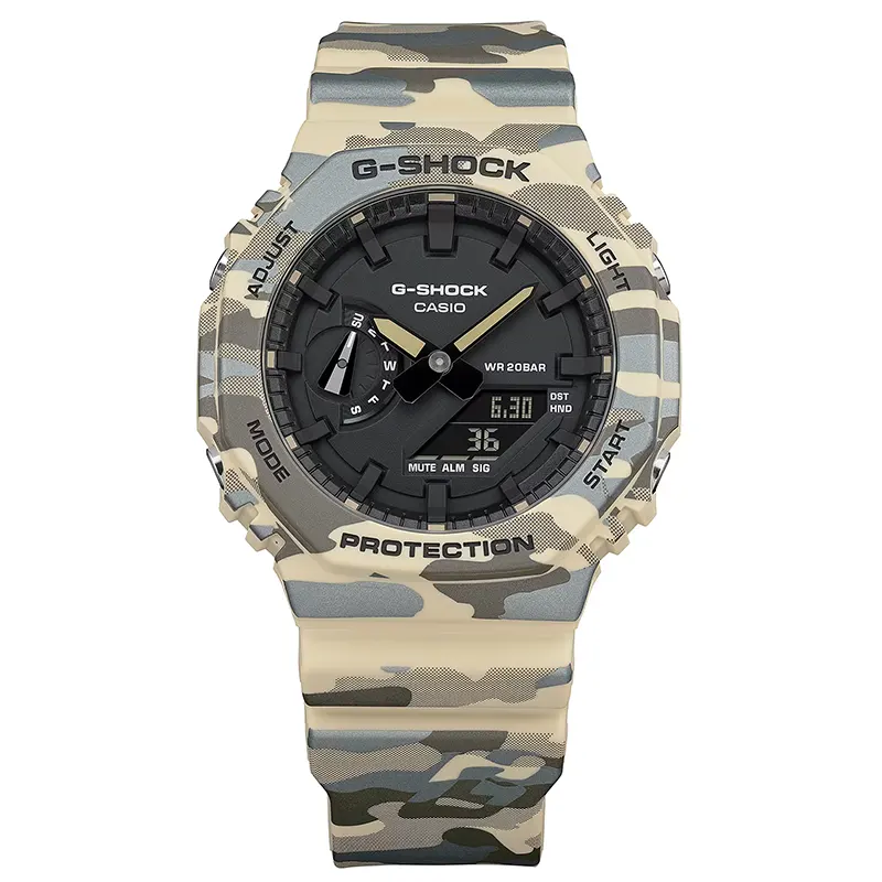 Casio G-Shock Beige Metallic Camouflage Dual Time Men's Watch | GA-2100CM-5A