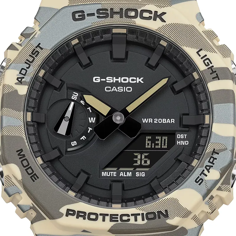 Casio G-Shock Beige Metallic Camouflage Dual Time Men's Watch | GA-2100CM-5A