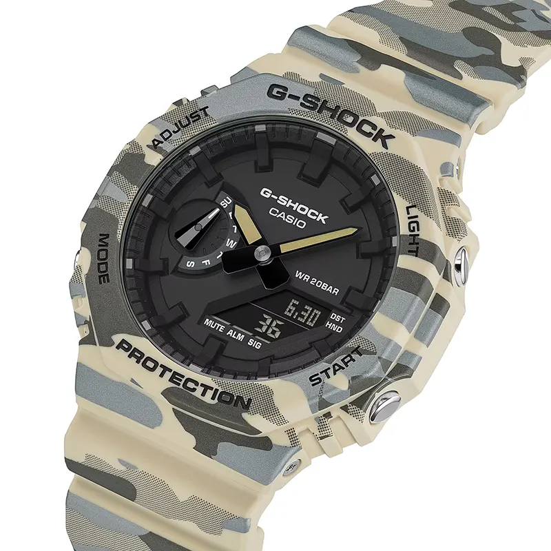 Casio G-Shock Beige Metallic Camouflage Dual Time Men's Watch | GA-2100CM-5A