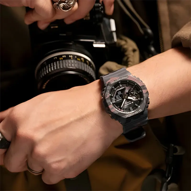 Casio G-Shock Grey G-Mark Camouflage Black Dial Men's Watch | GA-2100CMD-8A