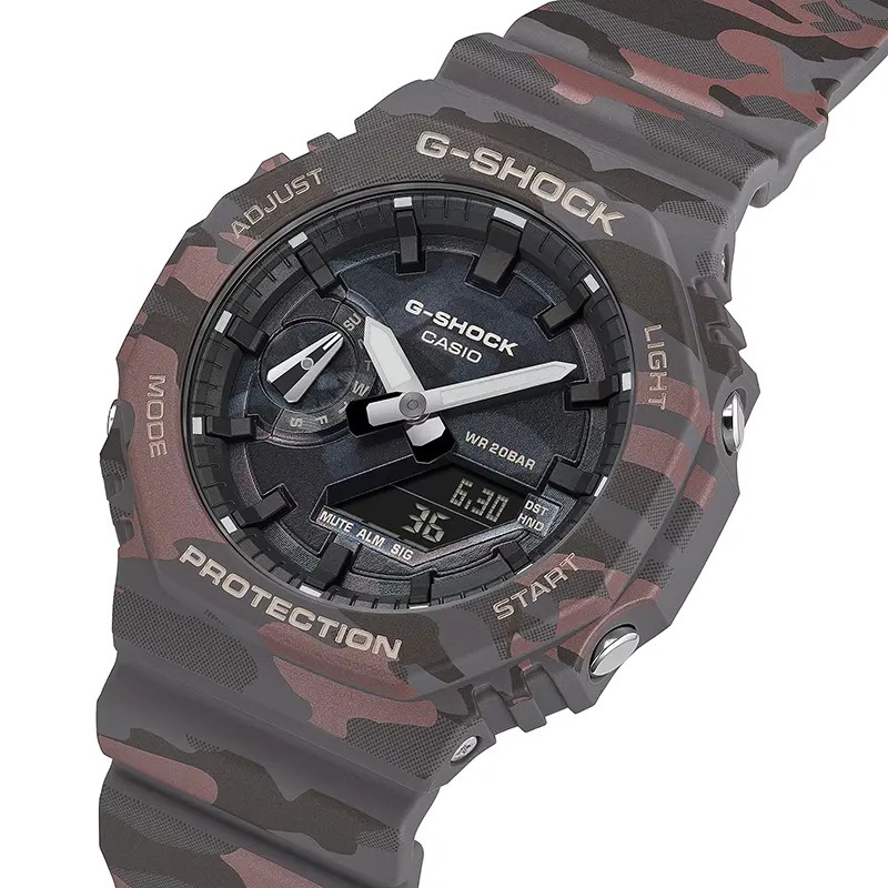 Casio G-Shock Grey G-Mark Camouflage Black Dial Men's Watch | GA-2100CMD-8A