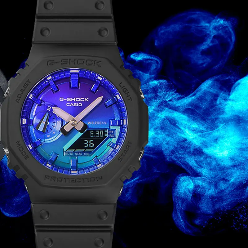 Casio G-Shock GA-2100FL-1A Glowing Flames of Blues Dial Men's Watch