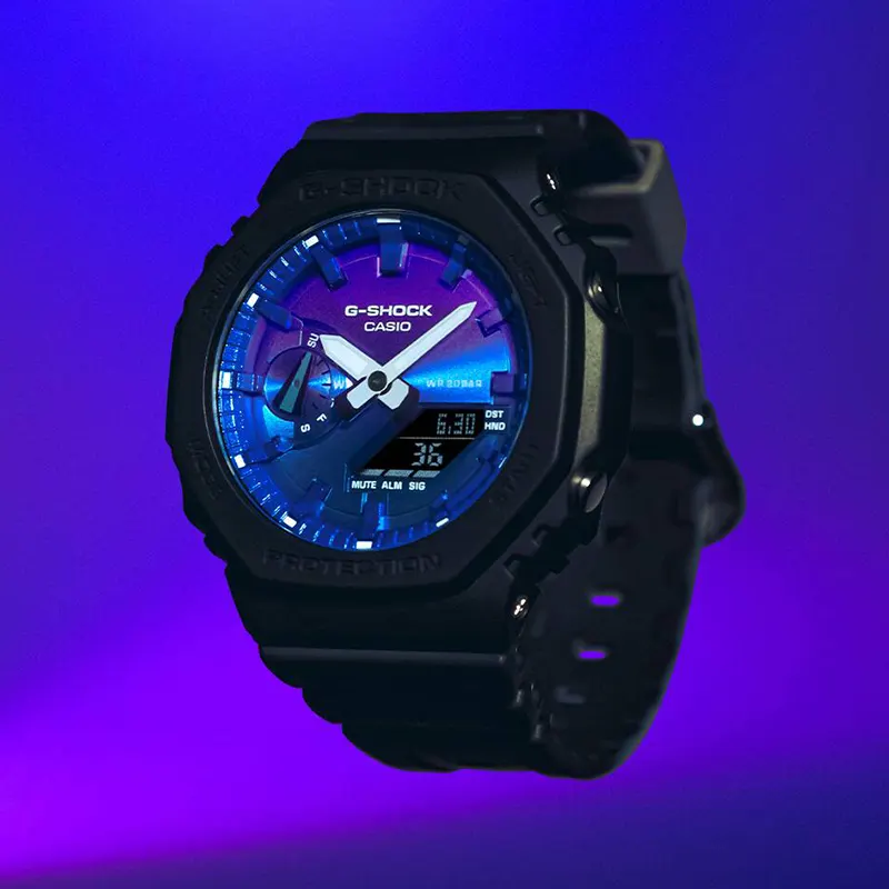 Casio G-Shock GA-2100FL-1A Glowing Flames of Blues Dial Men's Watch