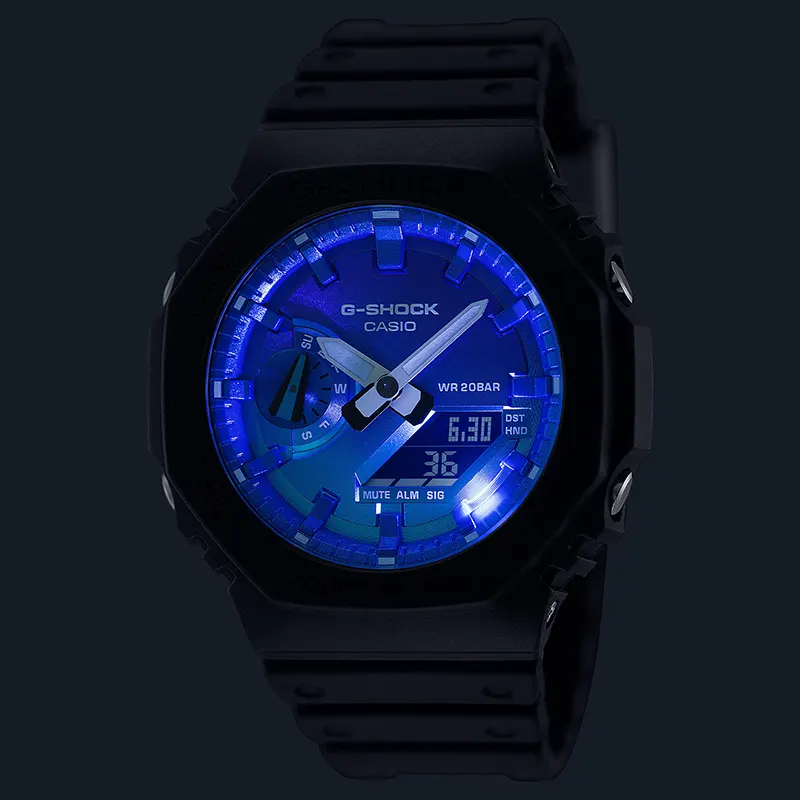 Casio G-Shock GA-2100FL-1A Glowing Flames of Blues Dial Men's Watch