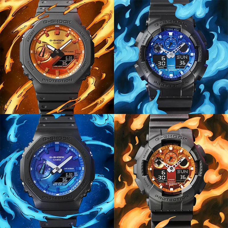 Casio G-Shock GA-2100FL-1A Glowing Flames of Blues Dial Men's Watch