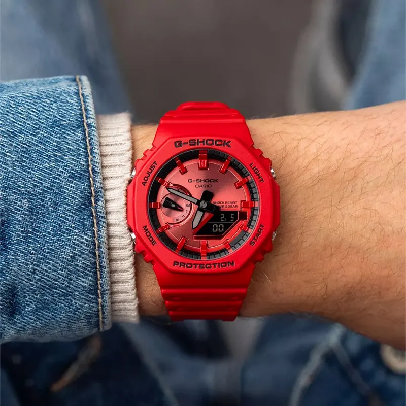 Casio G-Shock Carbon Core Guard Iconic Vivid Red Men's Watch | GA-2100RRB-4A