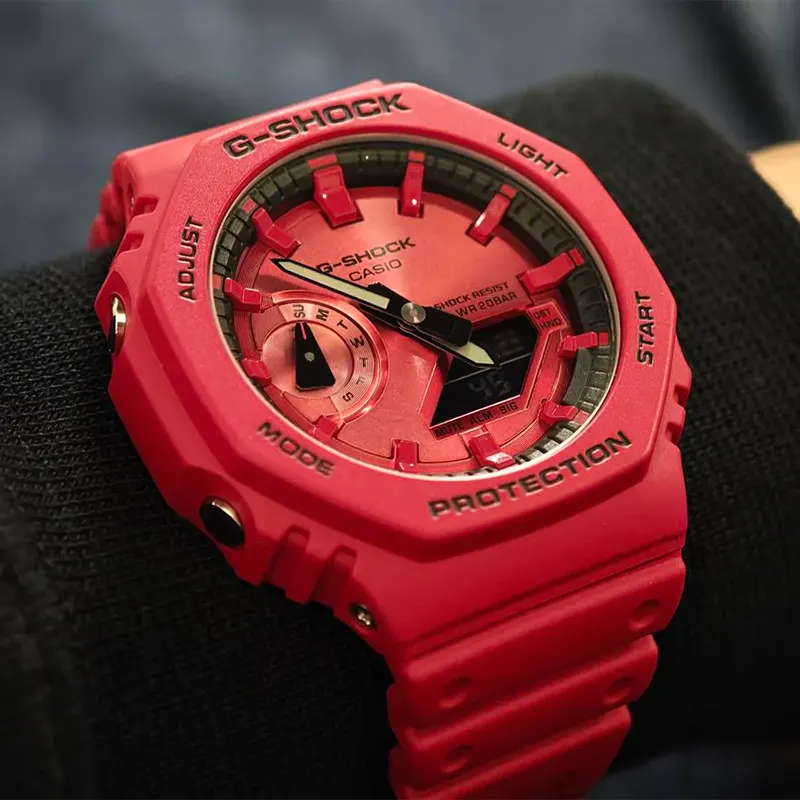Casio G-Shock Carbon Core Guard Iconic Vivid Red Men's Watch | GA-2100RRB-4A
