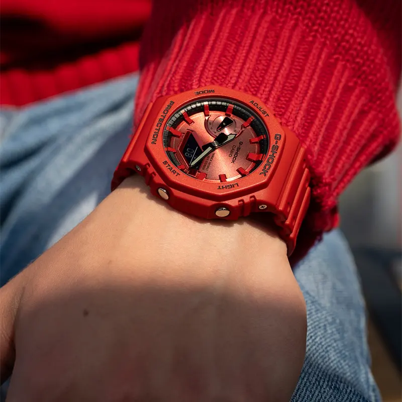 Casio G-Shock Carbon Core Guard Iconic Vivid Red Men's Watch | GA-2100RRB-4A