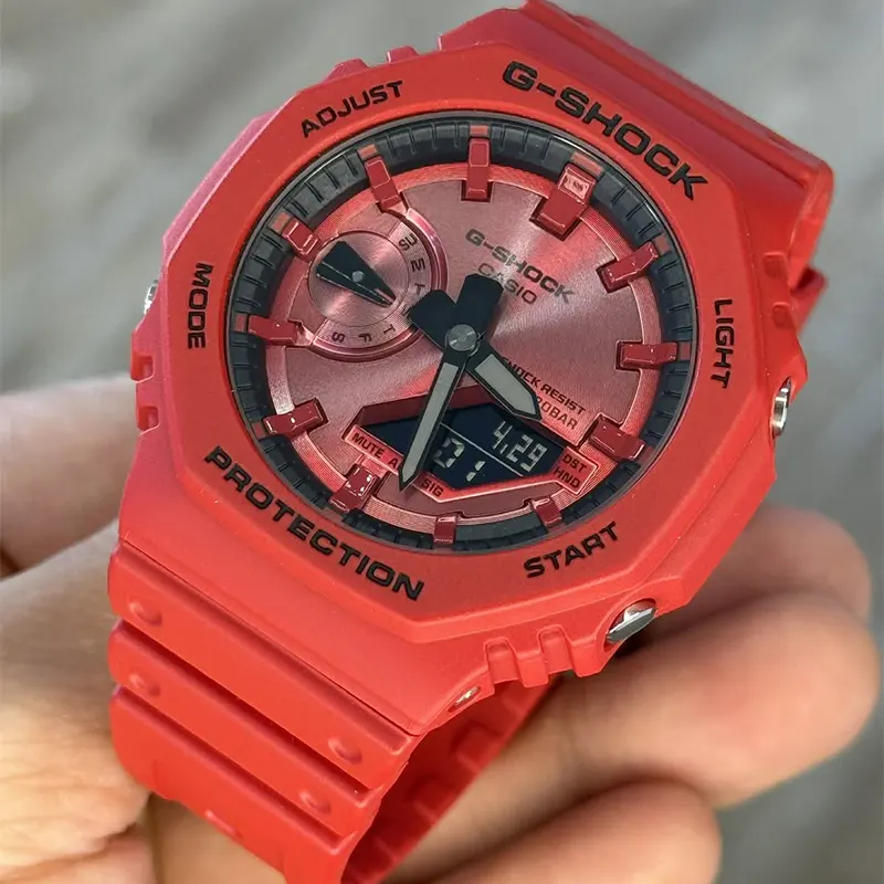 Casio G-Shock Carbon Core Guard Iconic Vivid Red Men's Watch | GA-2100RRB-4A