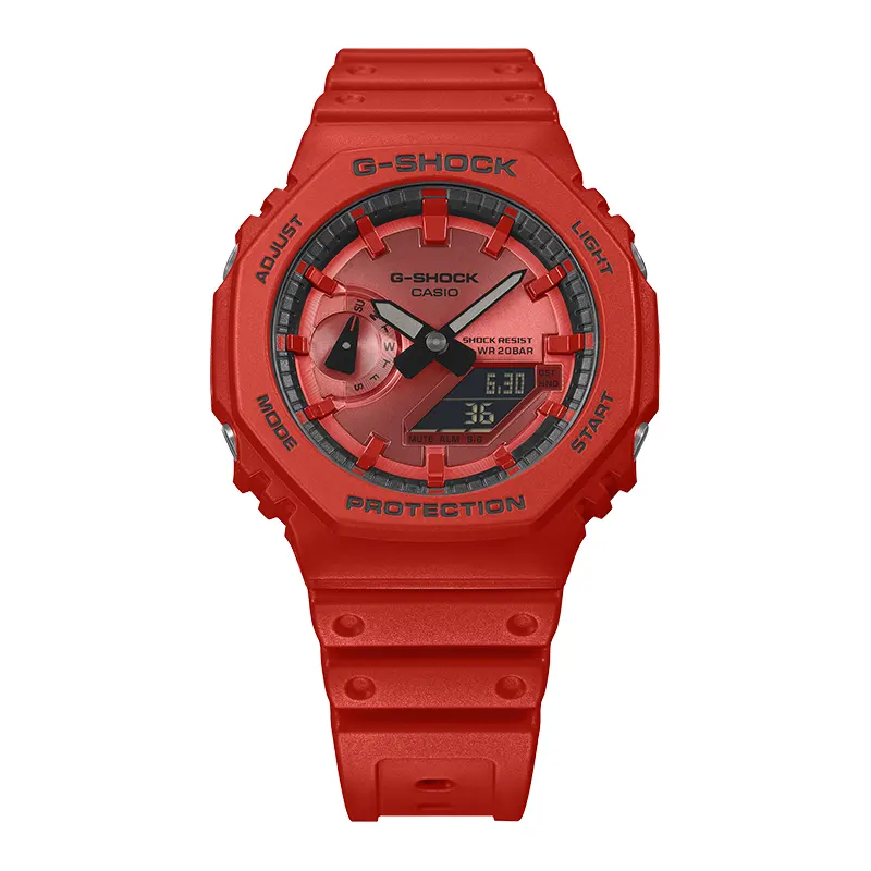 Casio G-Shock Carbon Core Guard Iconic Vivid Red Men's Watch | GA-2100RRB-4A