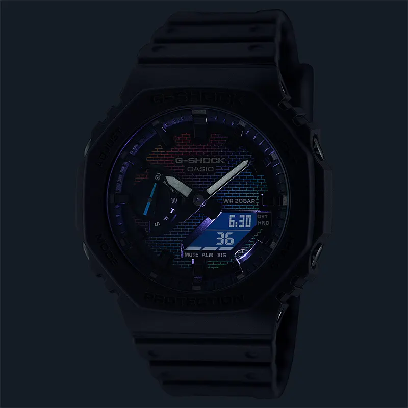 Casio G-Shock Rainbow Brick Wall Pattern Dial Men's Watch | GA-2100RW-1A