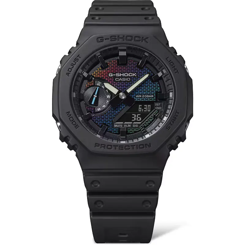 Casio G-Shock Rainbow Brick Wall Pattern Dial Men's Watch | GA-2100RW-1A