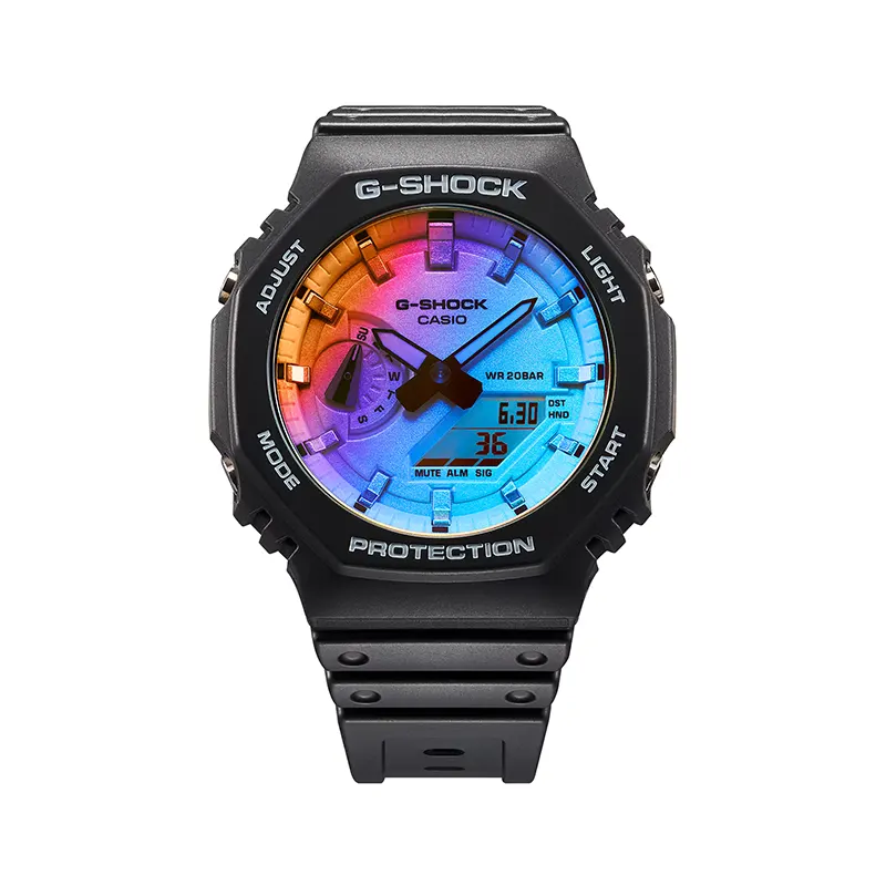 Casio G-Shock Carbon Core Guard Iridescent Rainbow Dial Men's Watch | GA-2100SR-1A