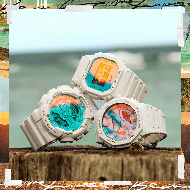 Casio G-Shock Beach Time Lapse Radiant Hue Dial White Men's Watch | GA-2100TL-7A