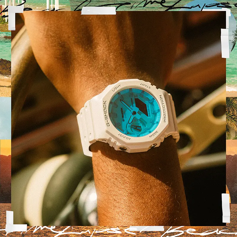 Casio G-Shock Beach Time Lapse Radiant Hue Dial White Men's Watch | GA-2100TL-7A